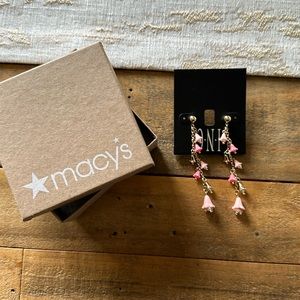 Macy’s earrings. Pink. Dangling.